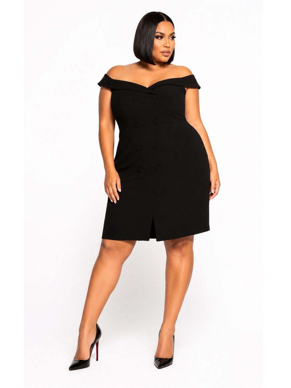 City Chic Bitter Sweet Black Off the Shoulder Mini Dress NEW with tags